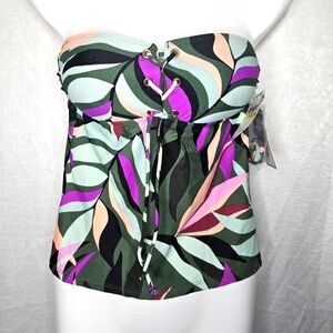 Hula Honey tankini swim top, medium, multicolor.
